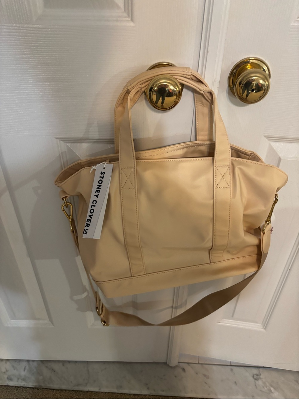Stoney Clover Lane Cream Tote with Adjustable Strap